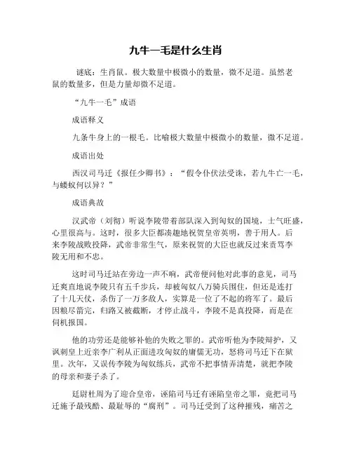 九牛一毛是什么生肖