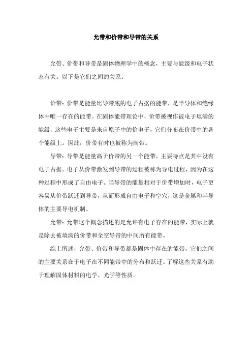 允带和价带和导带的关系