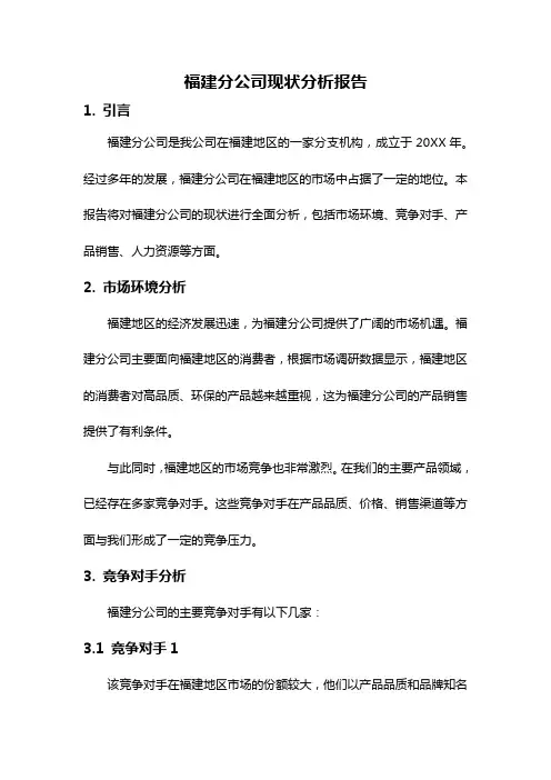 福建分公司现状分析报告