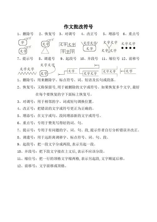 作文批改符号(语文教师必备)
