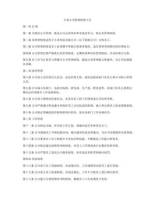 小米公司管理制度大全