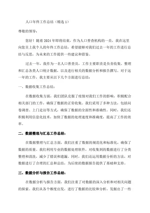 人口年终工作总结(精选1)