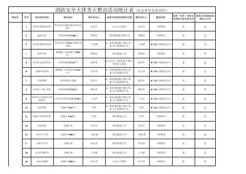 消防安全大排查大整治活动统计表社会单位自查自纠