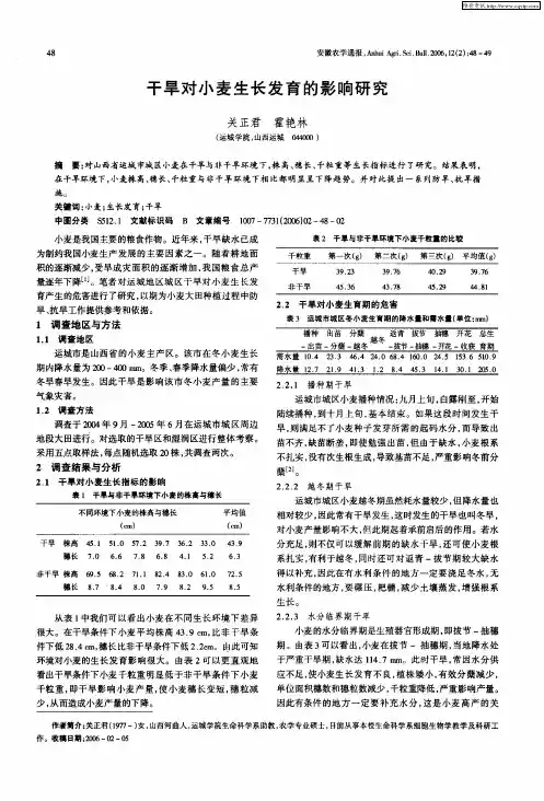 干旱对小麦生长发育的影响研究