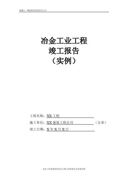 冶金工业工程竣工报告(实例)