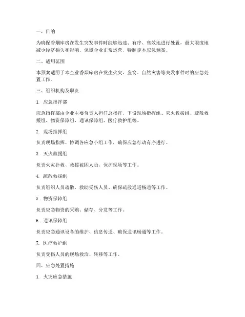 香烟库房应急预案方案
