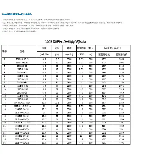 ISGB型便拆式管道离心泵安装说明及价格
