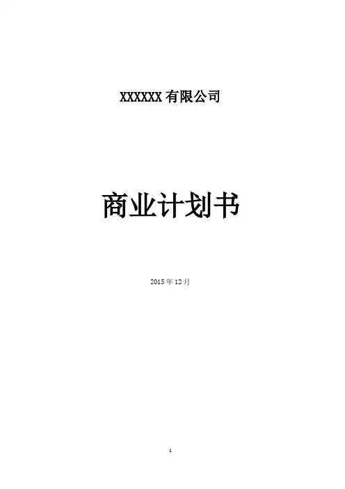 无人机项目融资商业计划书可修改WORD版.【范本模板】