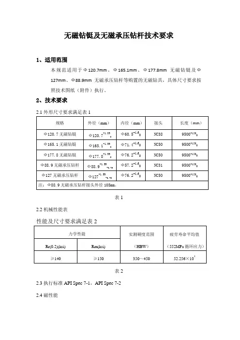 无磁钻铤及无磁承压钻杆