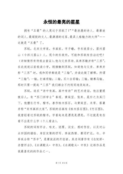 永恒的最亮的星星_高三作文