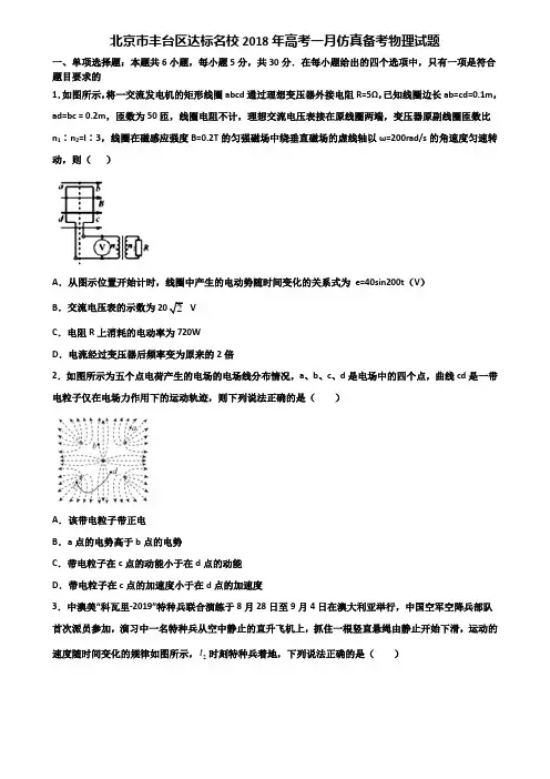北京市丰台区达标名校2018年高考一月仿真备考物理试题含解析