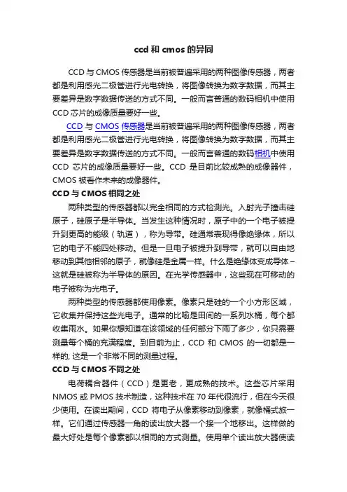 ccd和cmos的异同