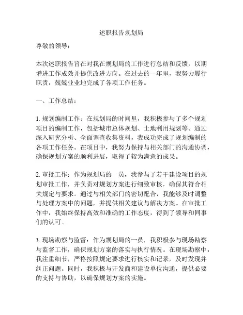 述职报告规划局