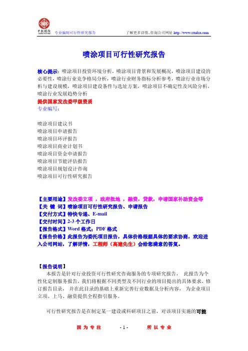 喷涂项目可行性研究报告