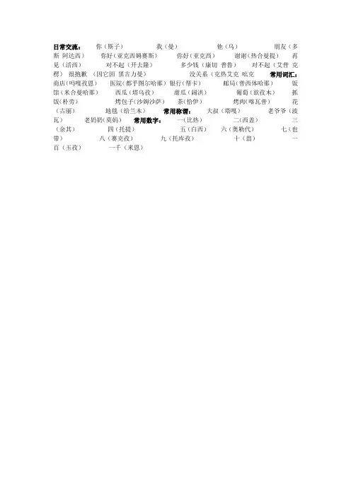 教你学几句维吾尔语日常用语