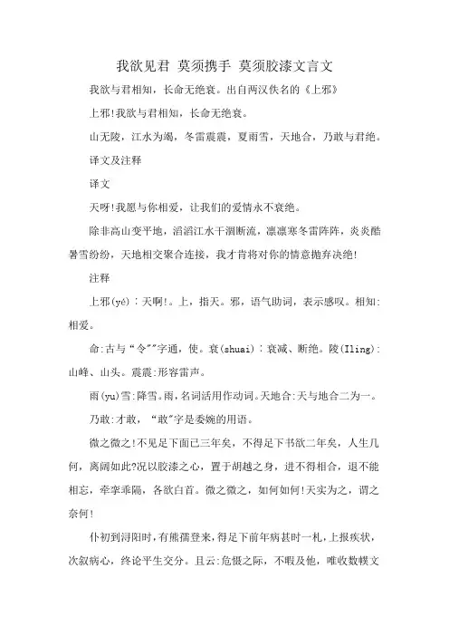 我欲见君 莫须携手 莫须胶漆文言文