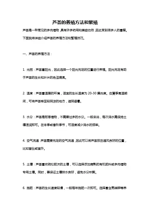 芦荟的养殖方法和繁殖