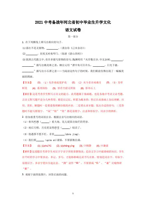 河北省2021年中考语文试题(含解析)
