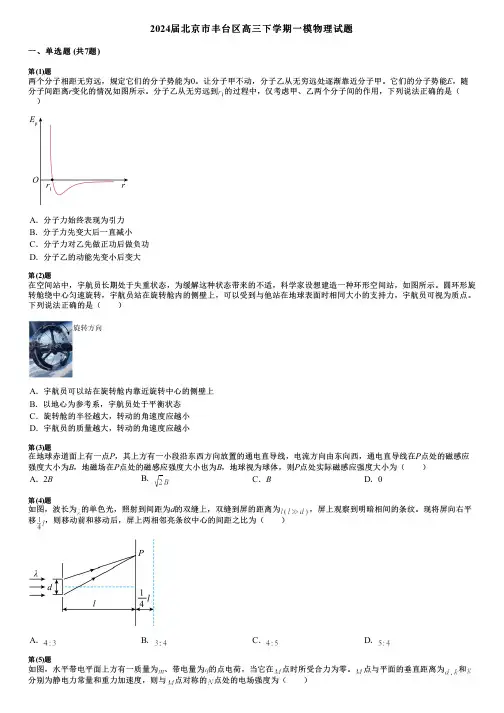 2024届北京市丰台区高三下学期一模物理试题