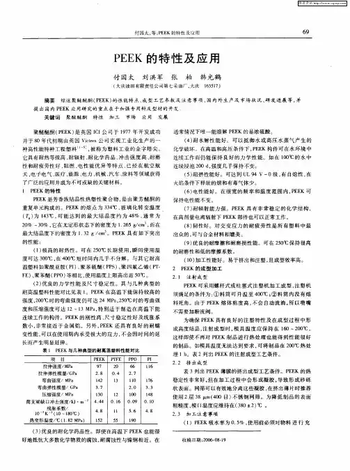 PEEK的特性及应用