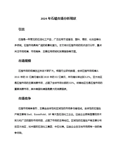 2024年石蜡市场分析现状