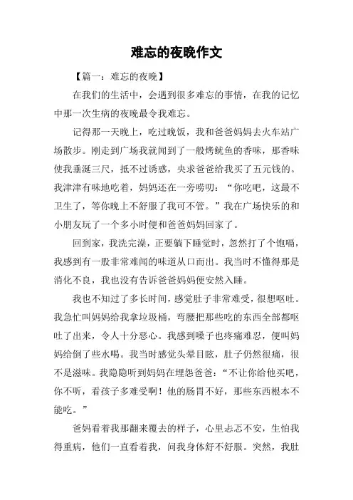 难忘的夜晚作文