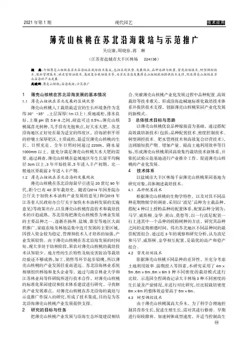 薄壳山核桃在苏北沿海栽培与示范推广