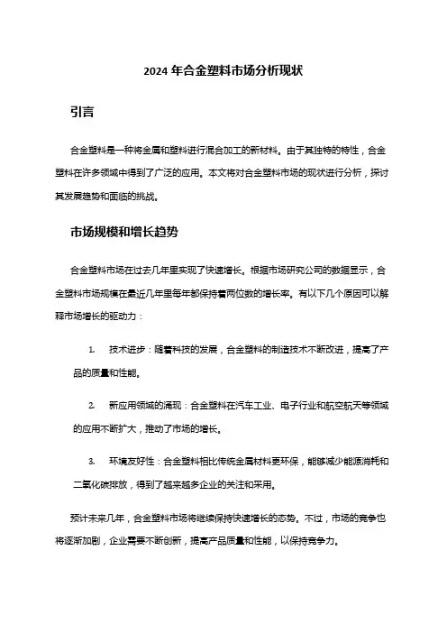 2024年合金塑料市场分析现状