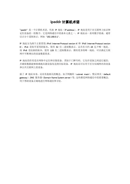 ipaddr计算机术语