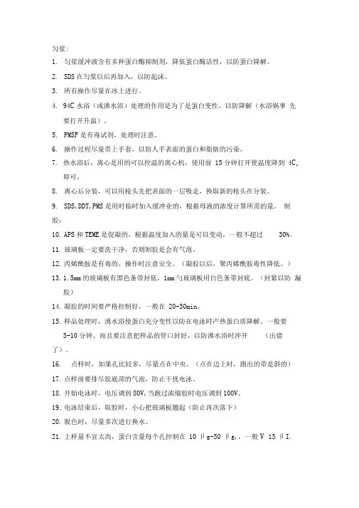 蛋白质SDS-PAGE电泳注意事项