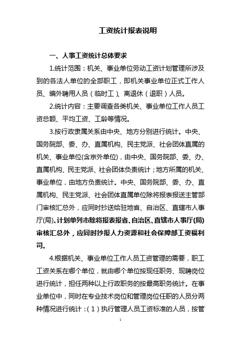 工资统计报表说明