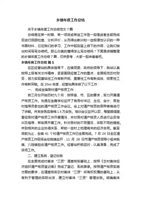乡镇年度工作总结