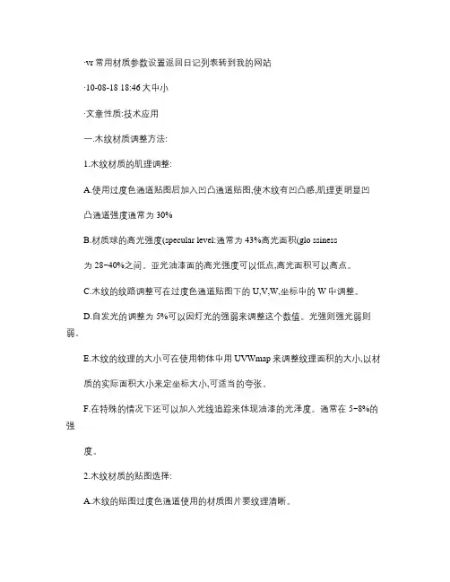 vr常用材质参数设置新下载的(精)