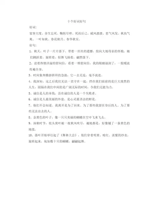 十个好词好句