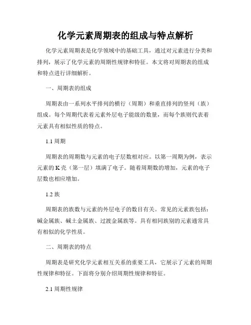 化学元素周期表的组成与特点解析
