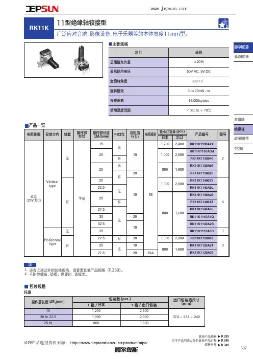 11型绝缘轴塑胶柄ALPS电位器RK11K