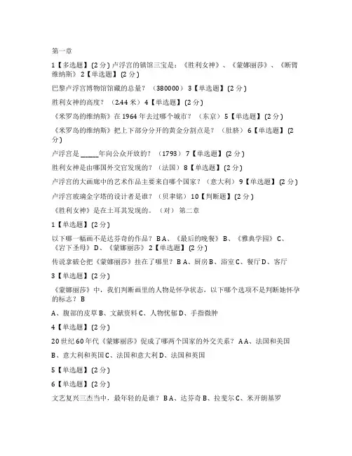 智慧树知到《世界著名博物馆艺术经典》章节测试及见面课答案
