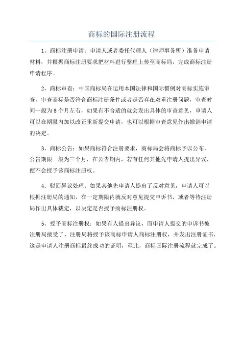 商标的国际注册流程