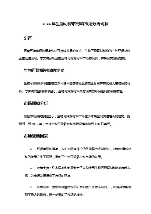2024年生物可降解材料市场分析现状