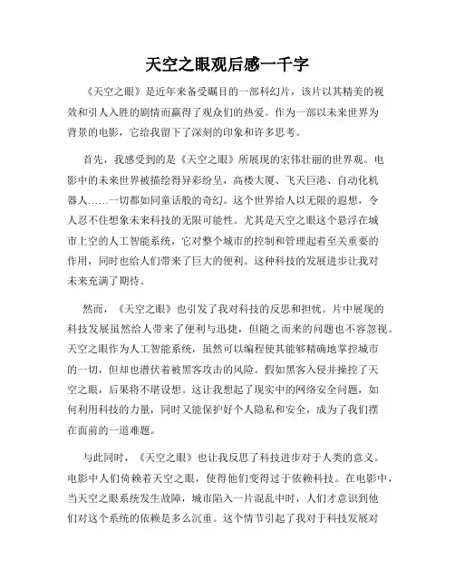 天空之眼观后感一千字