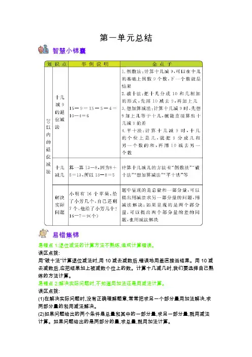苏教版一年级数学下册复习资料-本册知识清单