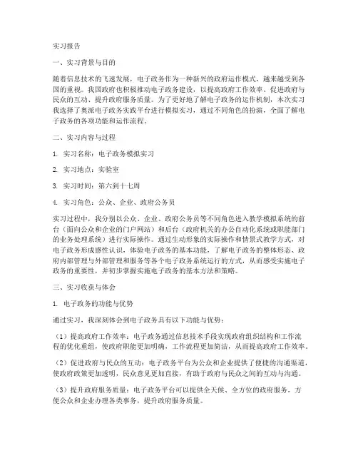 电子政务模拟实习报告