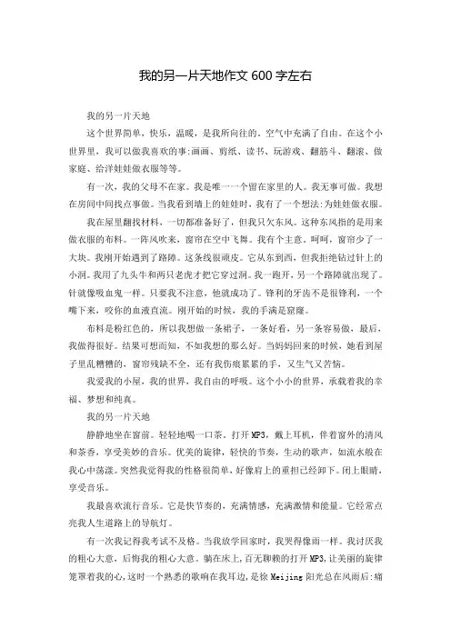 我的另一片天地作文600字左右