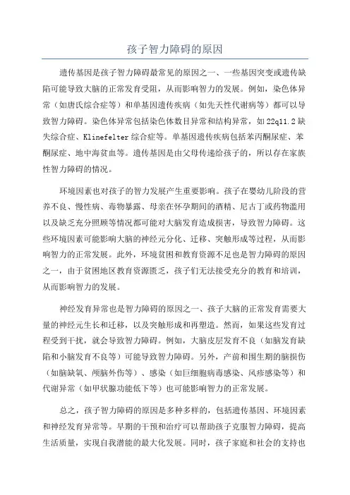 孩子智力障碍的原因