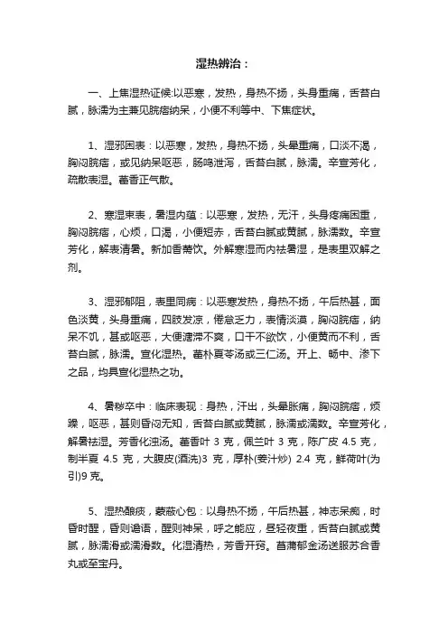 湿热辨治：