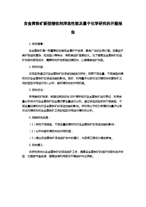 含金黄铁矿新型捕收剂浮选性能及量子化学研究的开题报告