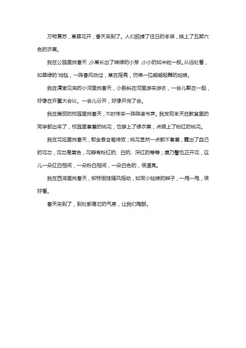 三年级作文我找到了春天