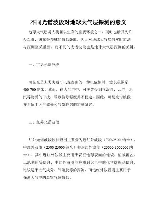 不同光谱波段对地球大气层探测的意义