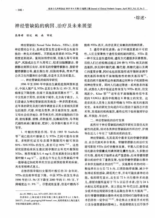 神经管缺陷的病因、治疗及未来展望