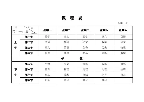八年级各班课程表.doc